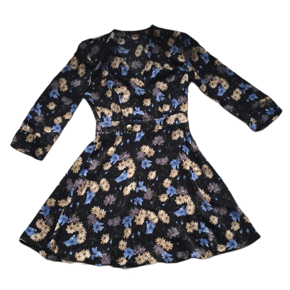ZARA Long Sleeve Flower Dress NWT Sz XS - Picture 9 of 11